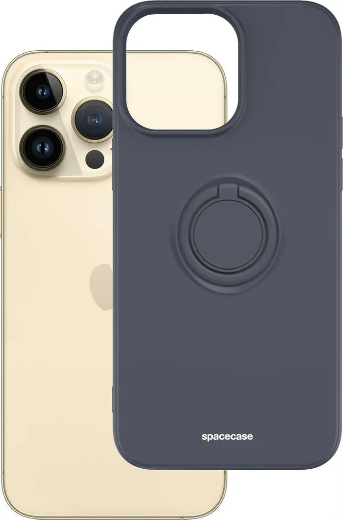 Custodia Elegante iPhone 14 Pro Max SPACECASE Nero Silicone Anello - 2