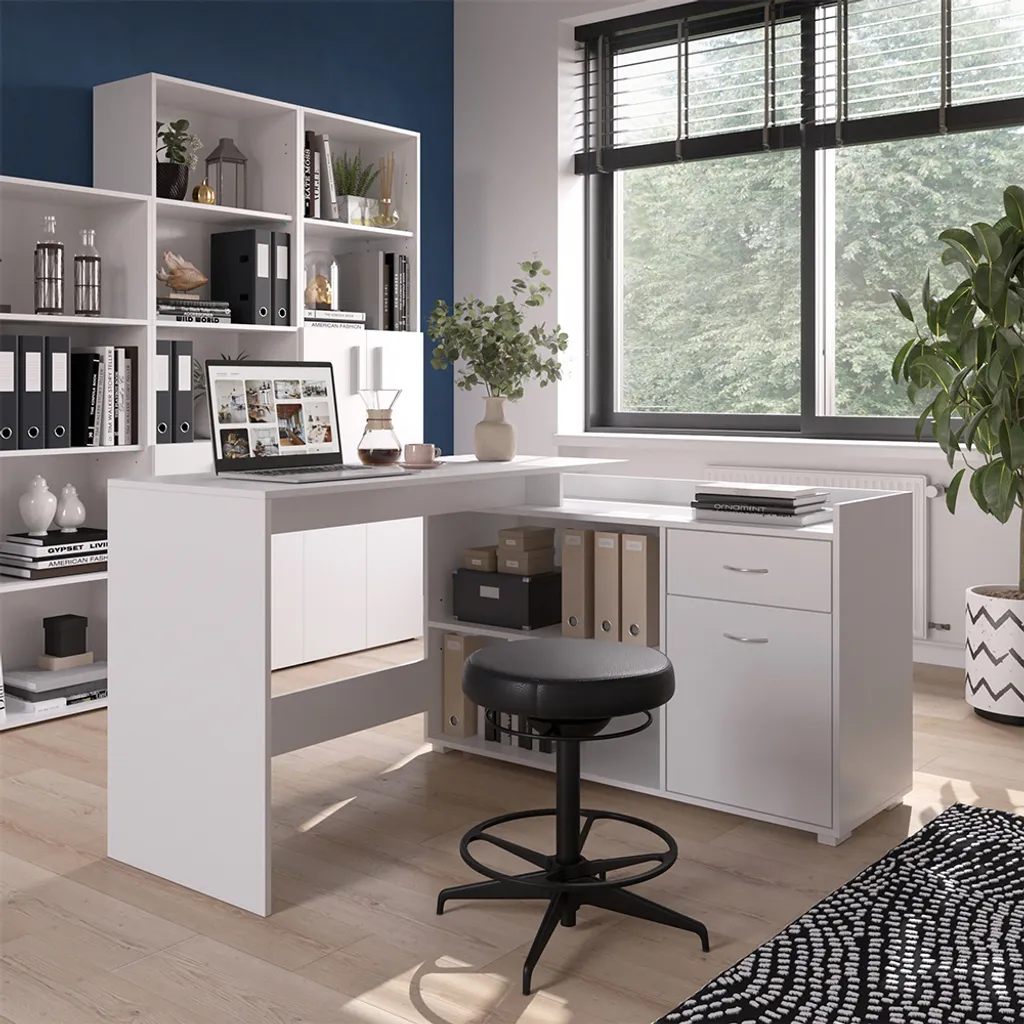 Scrivania Smart Working Vicco Noira Bianca 135x77 cm | Ergonomia Casa