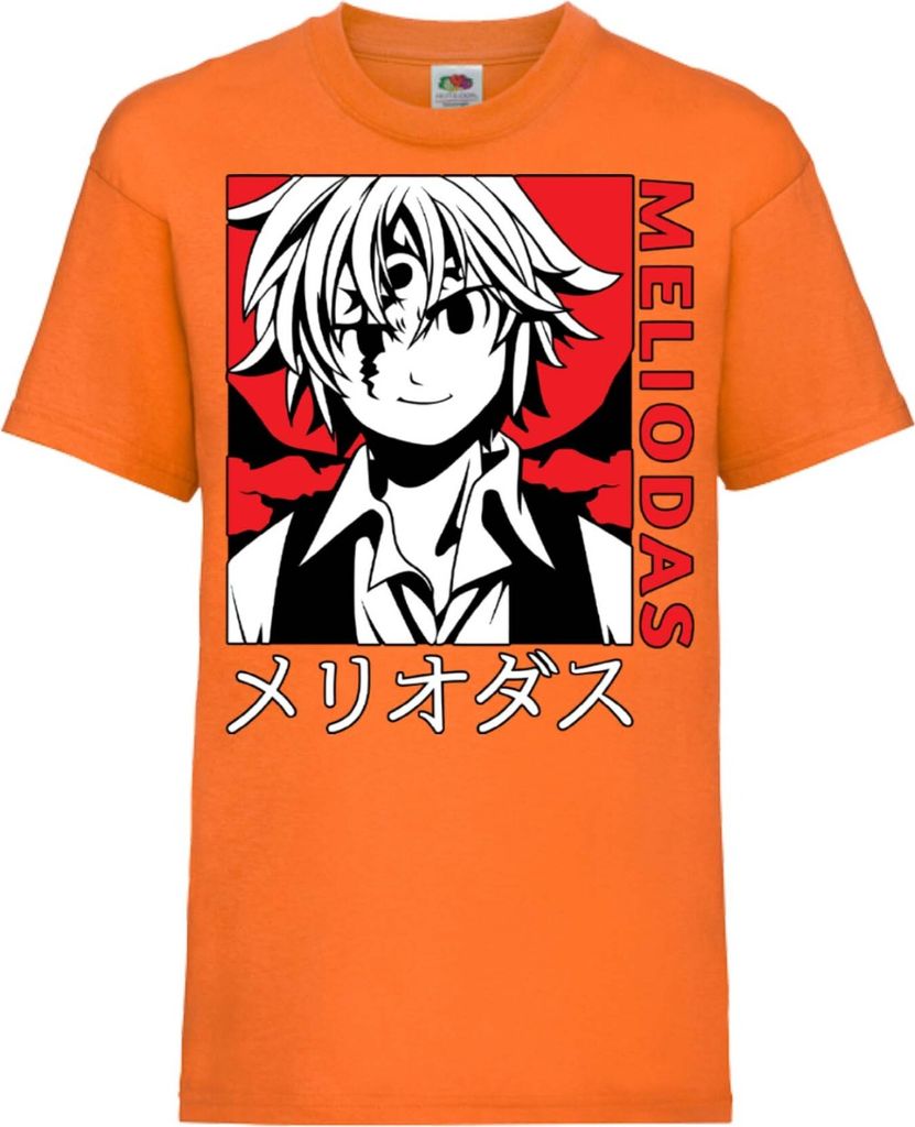 Kinder T-Shirt The Seven Anime Deadly Manga Sins Meliodas 04 Sins Meliodas, 7-8 Jahr - 128 / Orange