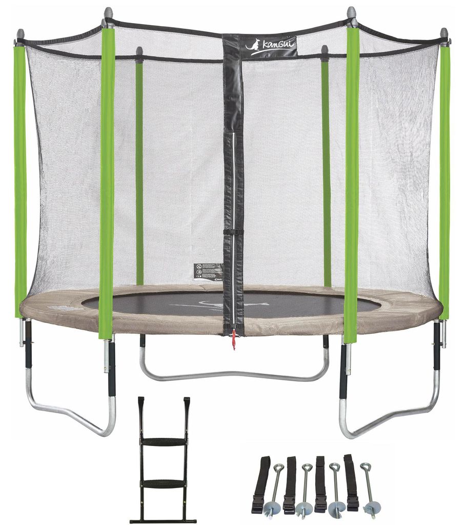 Trampolin Ø 300cm + Leiter + Verankerungsset - JUMPI 300 – Taupe/Grün