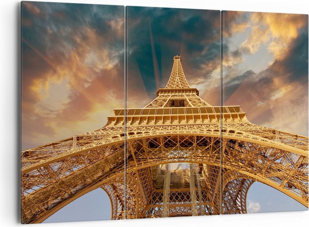 Bild auf Leinwand - Leinwandbild - Eiffle Architektur Paris - 165x110cm - Wand Bild - Wanddeko - Leinwanddruck - Bilder - Kunstdruck - Wanddekorati...