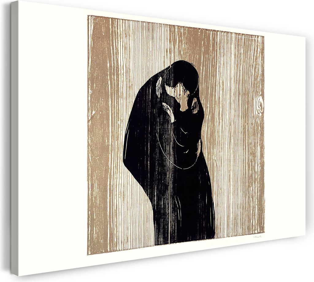 Leinwandbild (60x40cm): Edward Munch - Kuss IV (1902), echter Holz-Keilrahmen inkl. Aufhänger, handgefertigt in Deutschland