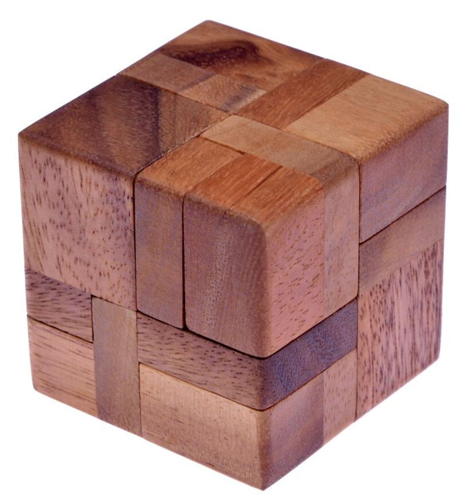6 Pieces in a Cube – 3D Puzzle aus Holz - Knobelspiel mit 6 Teilen