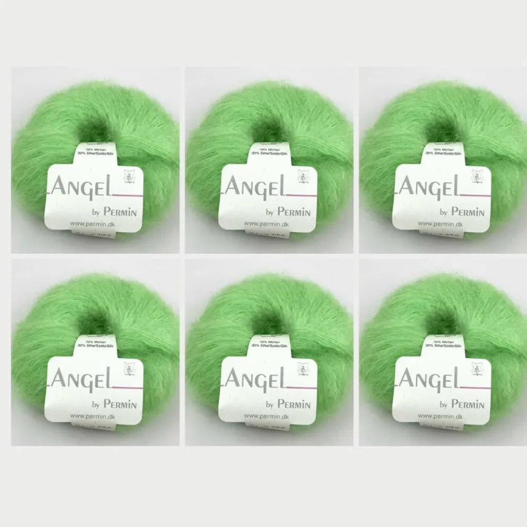 Laine Mohair Soie Angel Permin 107 Vert Citron - Doux et Non-irritant