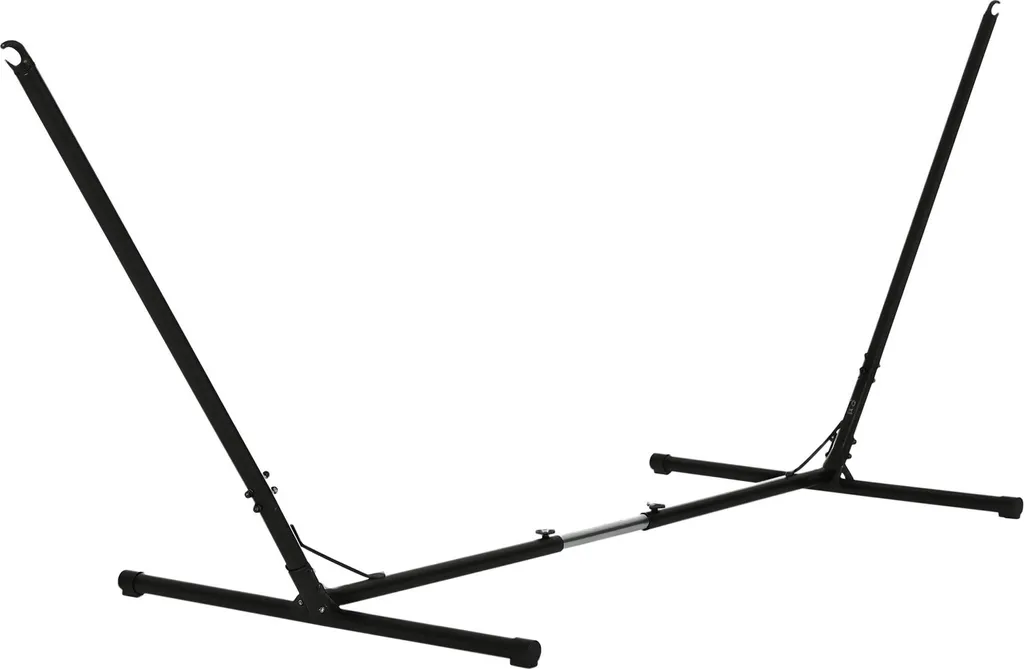 Support Hamac Outsunny Métal Noir avec Longueur Modulable 3,08-3,80m