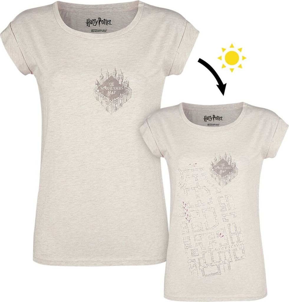 Harry Potter T-Shirt Damen Karte des Rumtreibers UV creme meliert 3XL
