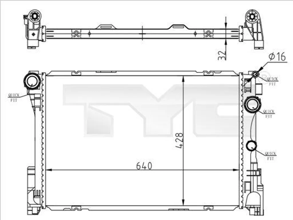 Radiateur moteur haute performance TYC compatible Mercedes OE 0995006203