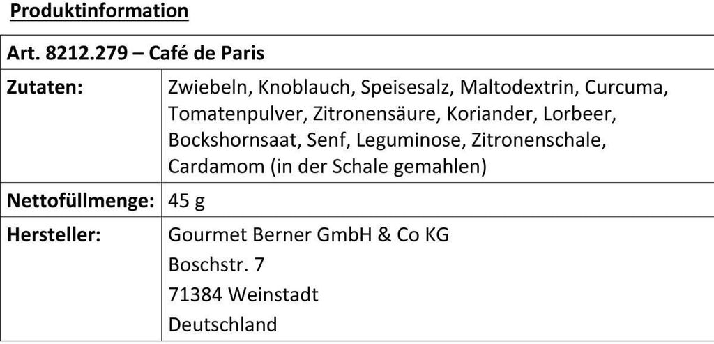 Gourmet Berner Café de Paris im 100g Glas FCP01 Produktbild 