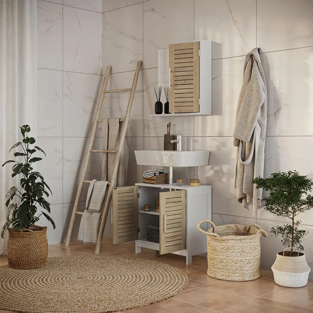 Arredo Bagno Vicco Looma 2 Parti: Mobile Sottolavabo e Specchio Quercia - 6