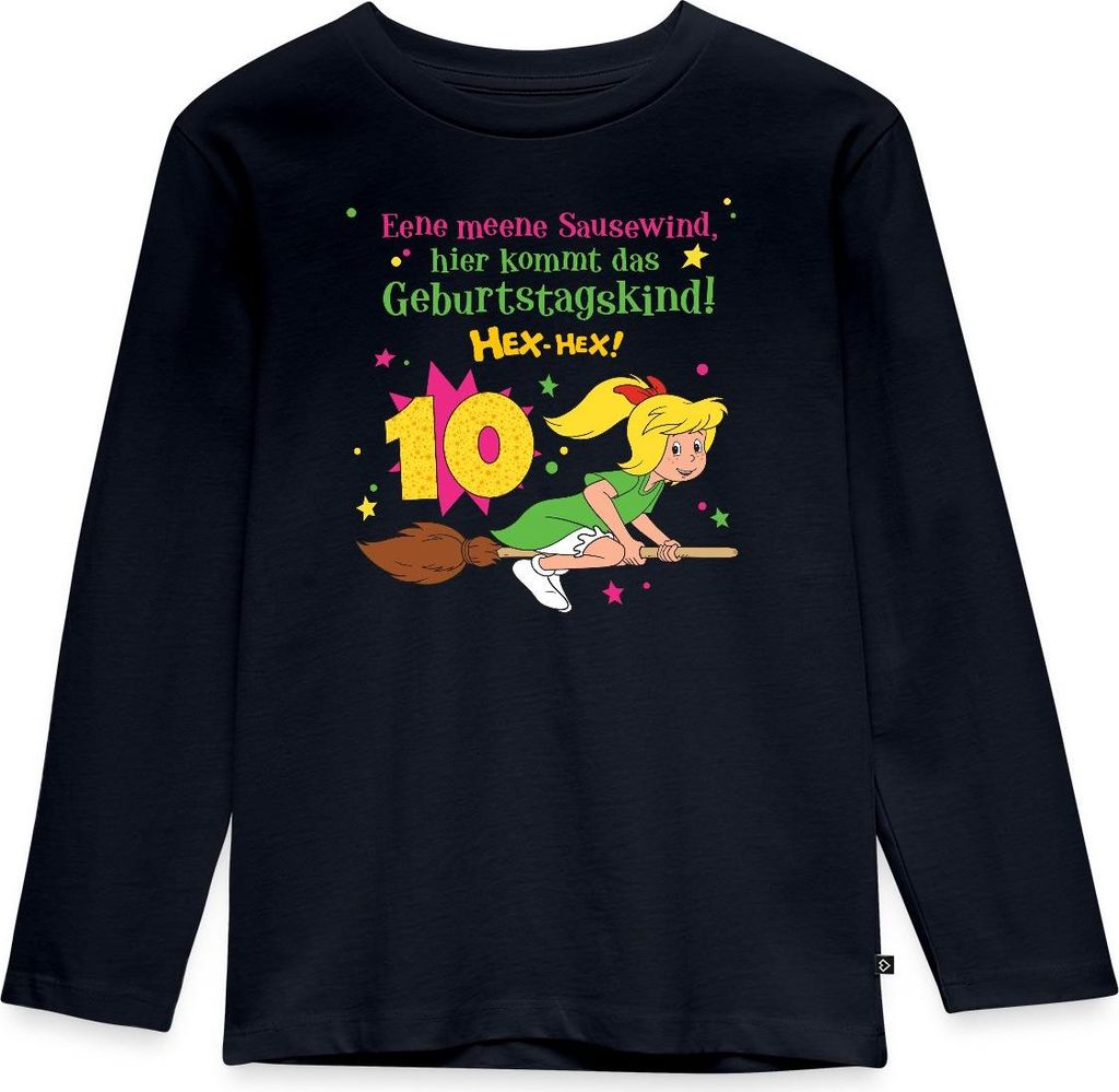 Spreadshirt Bibi Blocksberg Geburtstagsdesign 10 Jahre Kinder Premium Langarmshirt, 134/140 (8 Jahre), Navy
