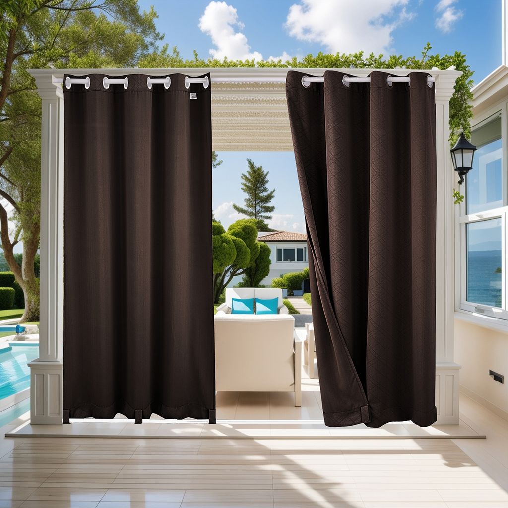 Topchances 2er Set Outdoor Vorhänge Wasserdicht Winddicht mit Ösen (Oben und unten), Verdunkelung Sichtschutz Für Veranda, Pavillon,Terrasse, Ge...