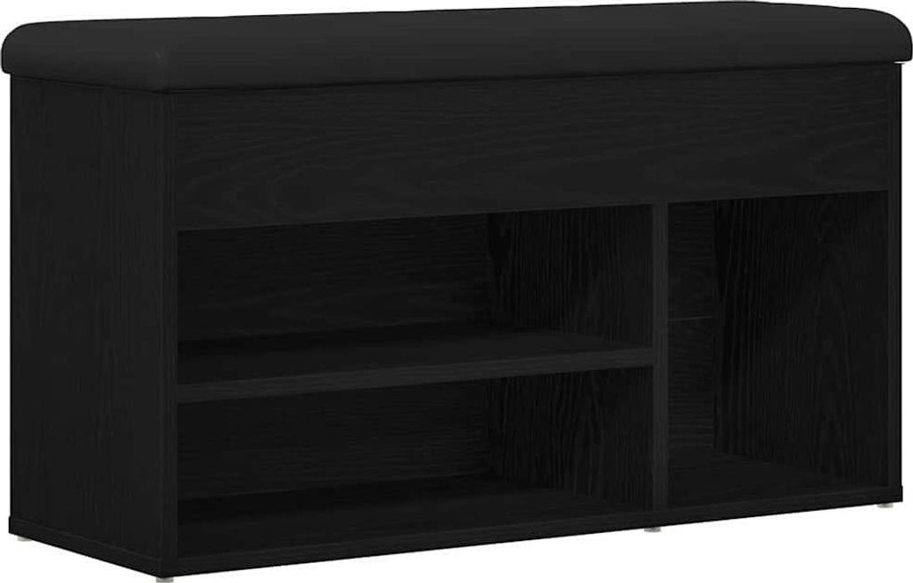 vidaXL Schuhbank mit Regal Schwarz 80 x 30 x 45 cm Holzwerkstoff