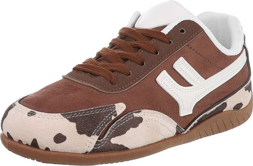 Ital-Design Damen Freizeitschuhe Wildlederoptik Sneakers Low 90033131 Braun Gr. 38