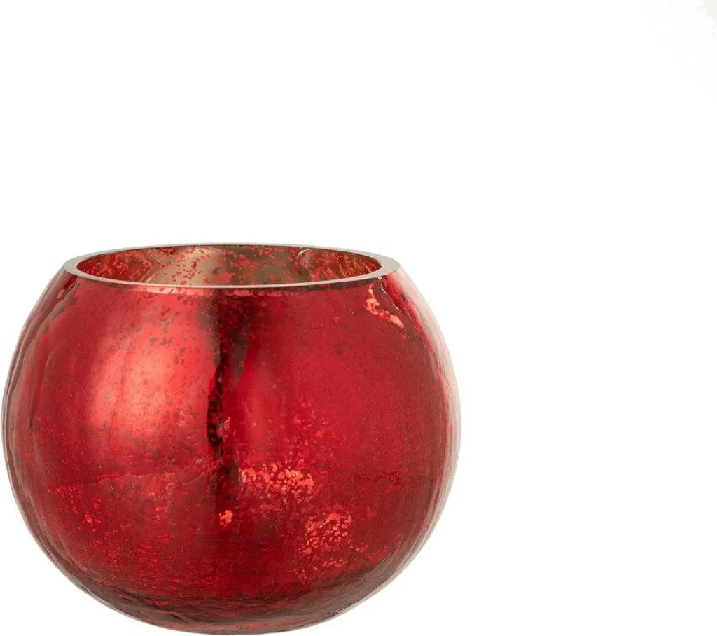 Photophore en Verre Craquelé Rouge pour Bougie Chauffe-plat Déco Maison