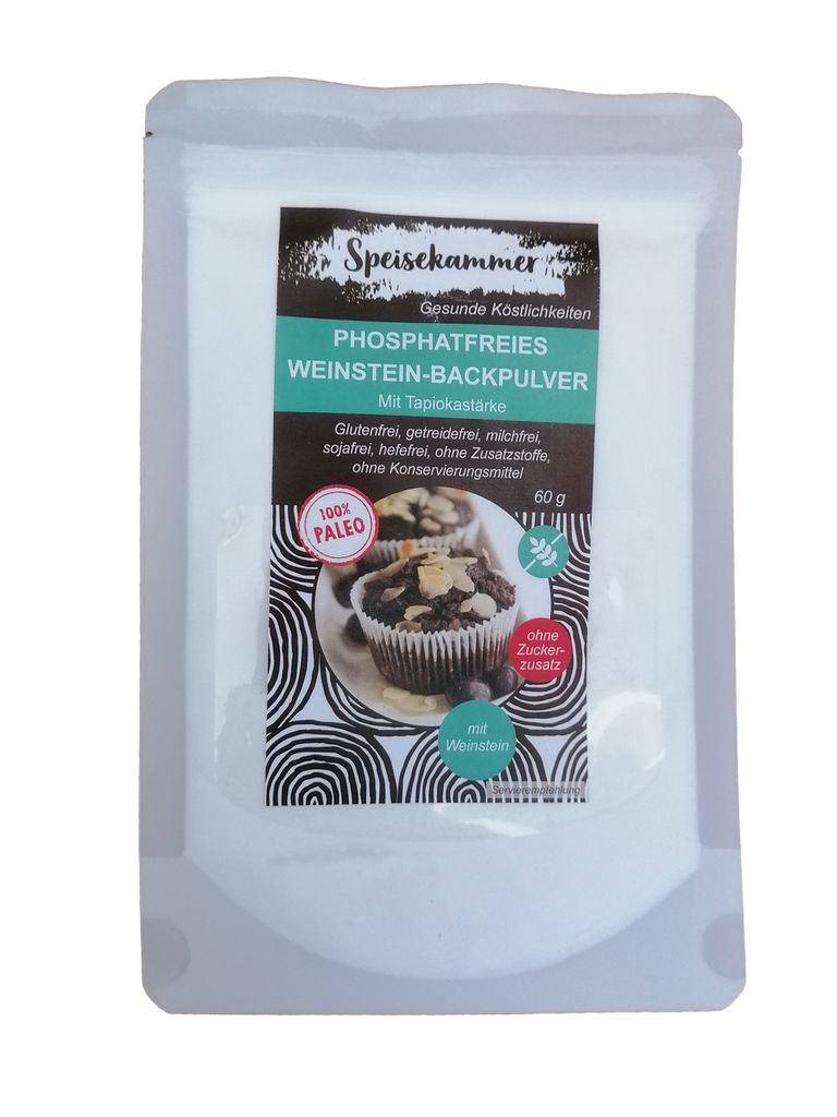 Speisekammer Phosphatfreies Weinstein Backpulver Backtriebmittel 60g /glutenfrei / paleo / ohne Zuckerzusatz