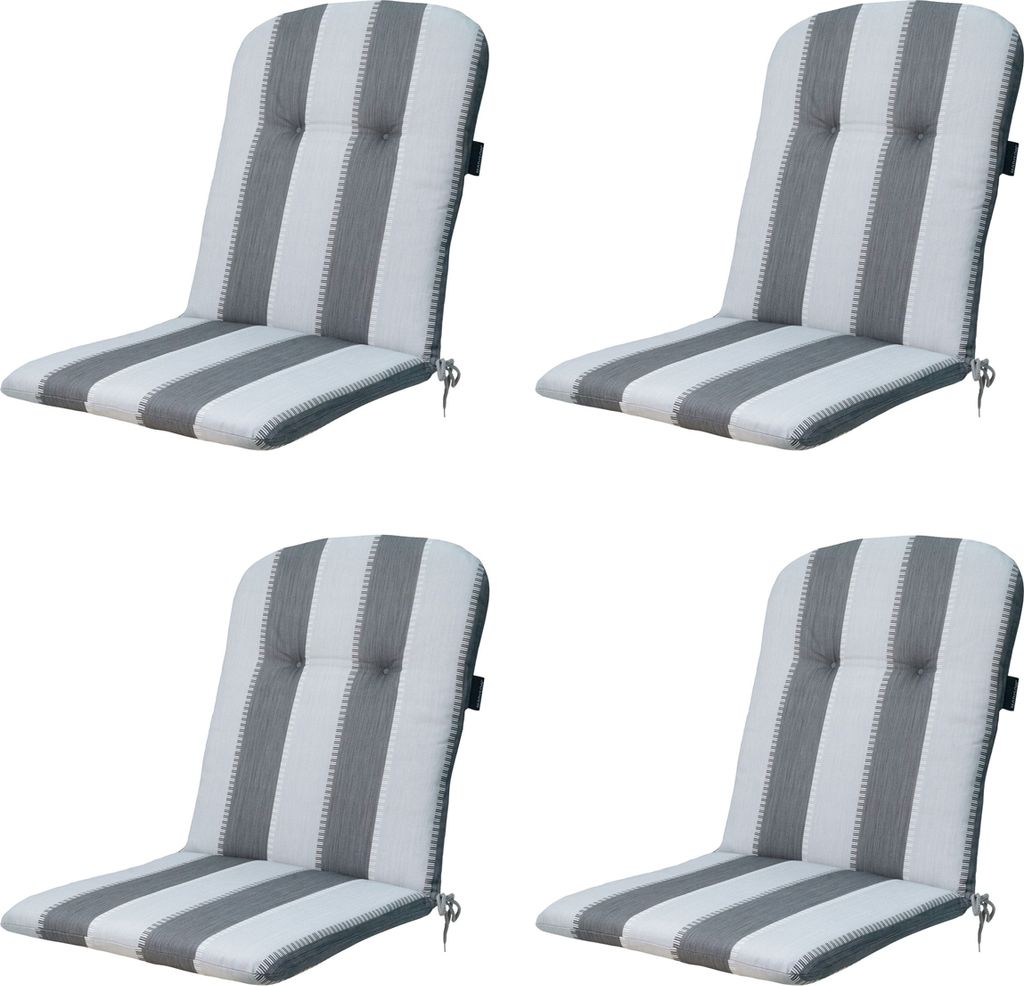 Madison - Schalensitzkissen High Back Banda grau - Ca. 96x45 cm - 4er-Set