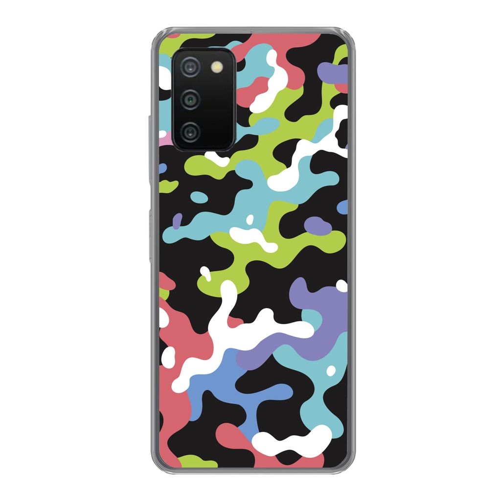 MuchoWow Handyhülle Schutzhülle Hülle für Samsung Galaxy A03s Buntes Camouflage-Muster Silikon Softcase Handy Hülle - Schutz