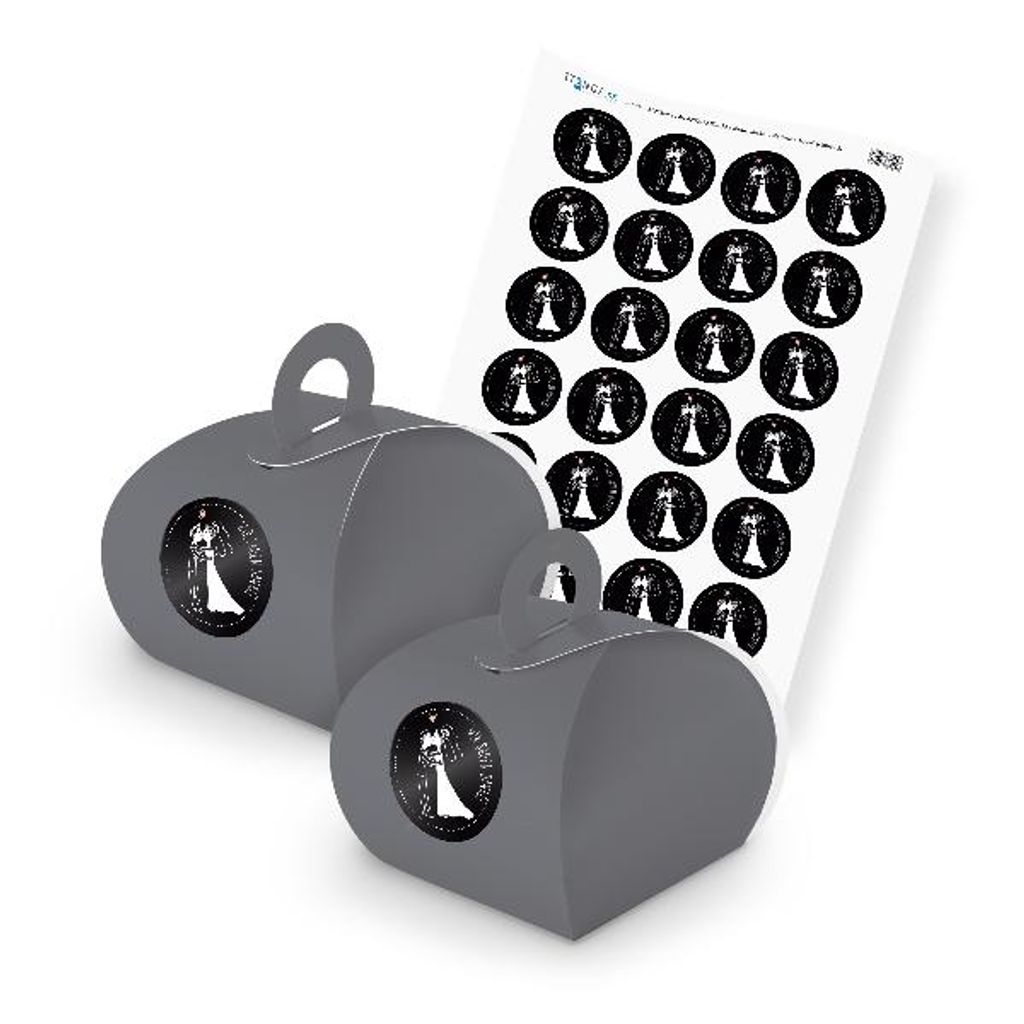 itenga SET Wir sagen Danke (Motiv 25) 24x Geschenkschachtel mit Griff grau + Sti