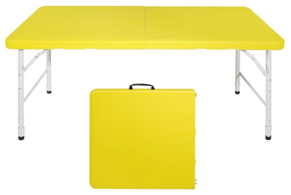 AIORBER Höhenverstellbarer Klapptisch 125x61 cm mit Tragegriff, faltbarer Campingtisch für Garten, Camping, Party & Picknick, belastbar bis 135 k...