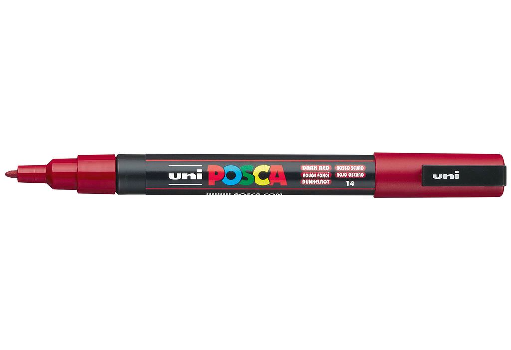 Uni Posca PC3M Marqueur peinture rouge foncé - pointe ronde Image du produit 