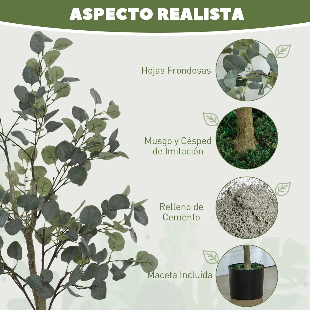 Arbre Artificiel Eucalyptus 150cm pour Balcon et Terrasse - Look Vert - 3