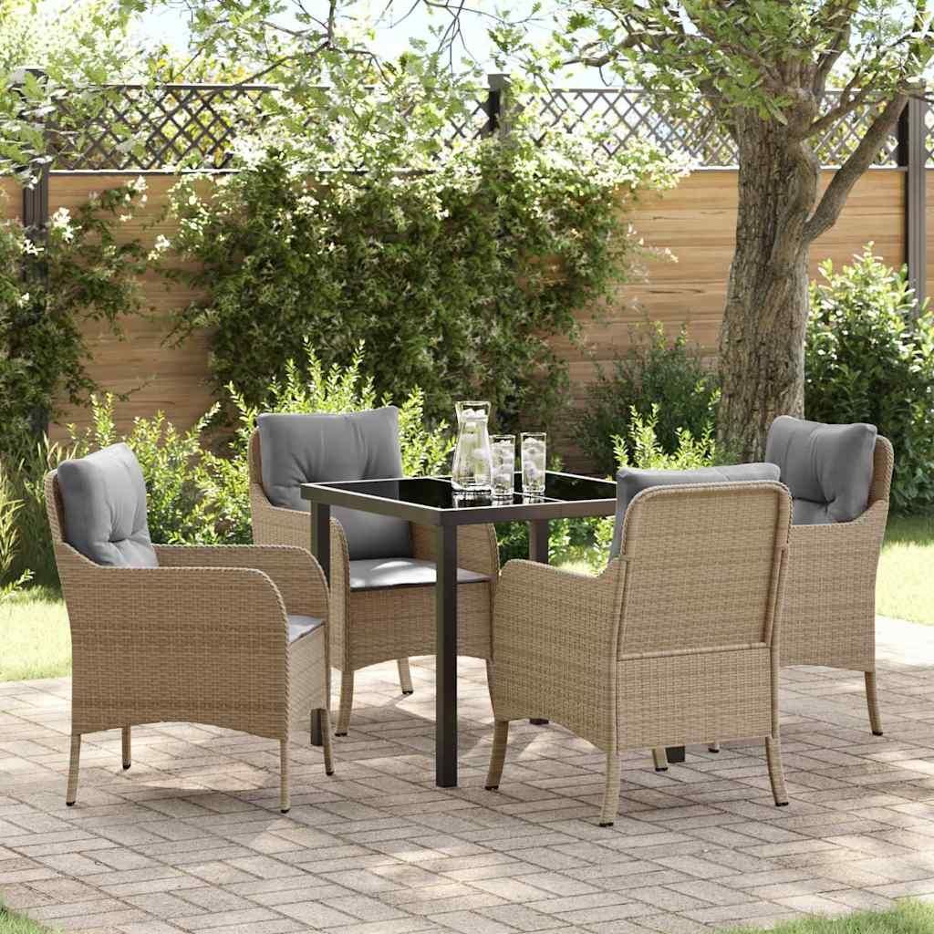 Maison Exclusive - Garten Essgruppe mit Kissen 5 pcs Beige Poly-Rattan
