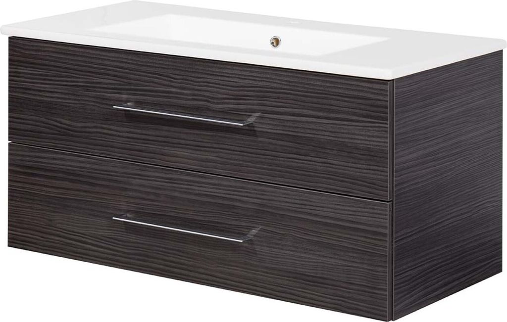 FACKELMANN Waschtischunterschrank inkl. Keramikbecken B.PERFEKT / Soft-Close-System / Maße (B x H x T): ca. 103 x 51 x 48 cm / Waschbeckenuntersch...