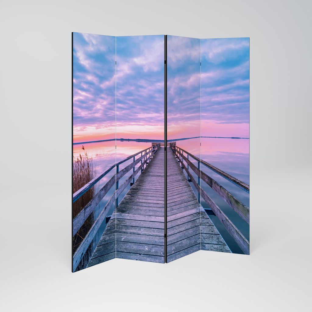 SpaceRebels Paravent Raumteiler - 4-teilig Raumtrenner, Druck 1-Seite - Raumtrenner - Trennwand Wohnung - Room Divider - Spanische Wand Deko Modern...