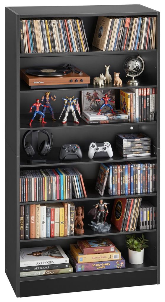 VEVOR DVD-Regal mit 7 Fächern, Medienregal Standregal 70 x 30 x 140 cm, Platzsparendes Aufbewahrungsregal für CDs DVDs Bücher Spiele-Discs, Büc...