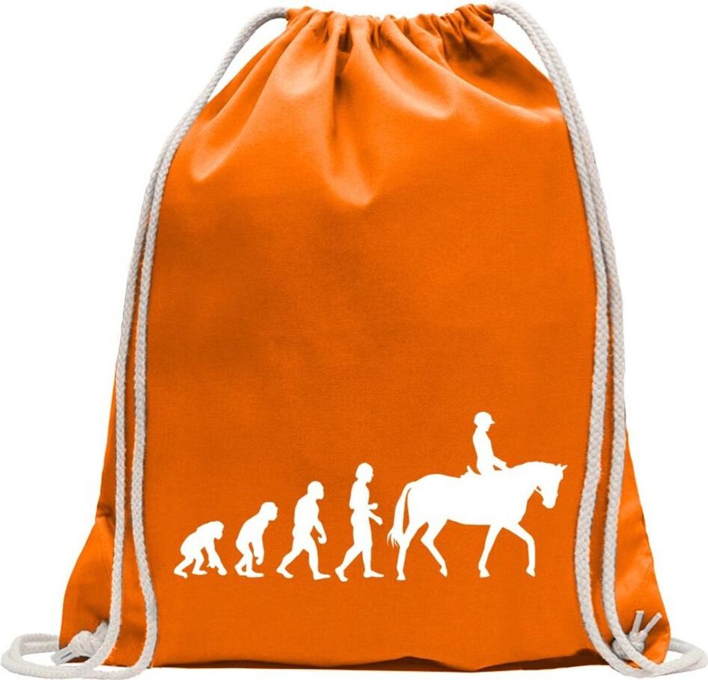 Kiwistar - Turnbeutel - mandarin - Evolution Pferdesport - Fun Rucksack Sport Beutel Gymsack Baumwolle mit Ziehgurt