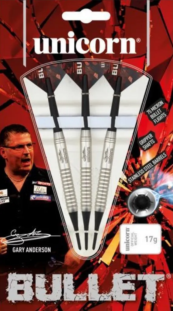 Fléchettes 17g Gary Anderson Bullet : Finis les Rebondis sur la Cible