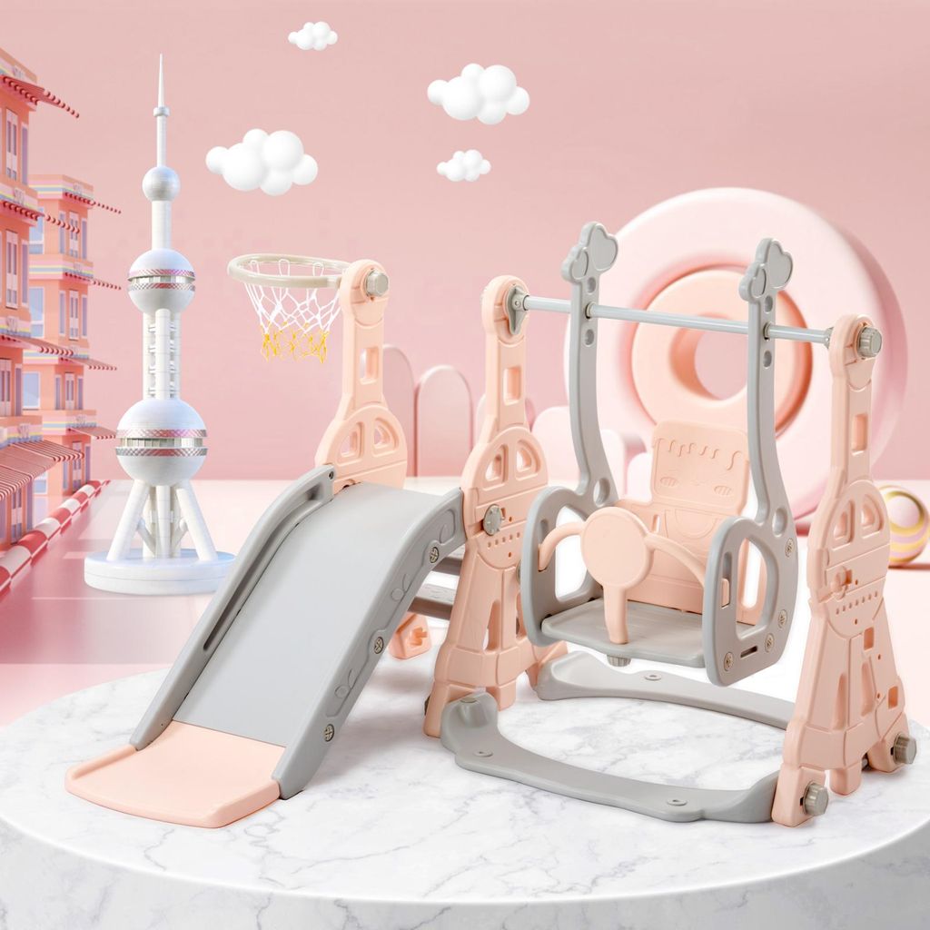 REMZETTA 4-in-1 Kinderspielplatz mit Rutsche, Schaukel, Produktbild 