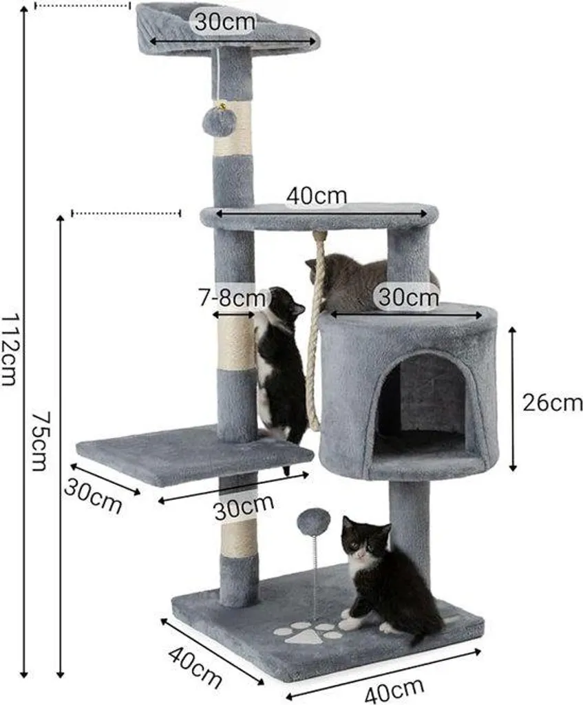 Aire de jeux pour chat d'intérieur - Escalade et repos 40 x 60 x 112 cm