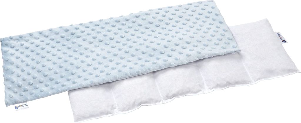 Medi Partners Kirschkernkissen 60x20cm 800g Minky 5 kammern Körnerkissen groß Öko Natur Wärmekissen Kältetherapie abnehmbarer Bezug (Hellblau)