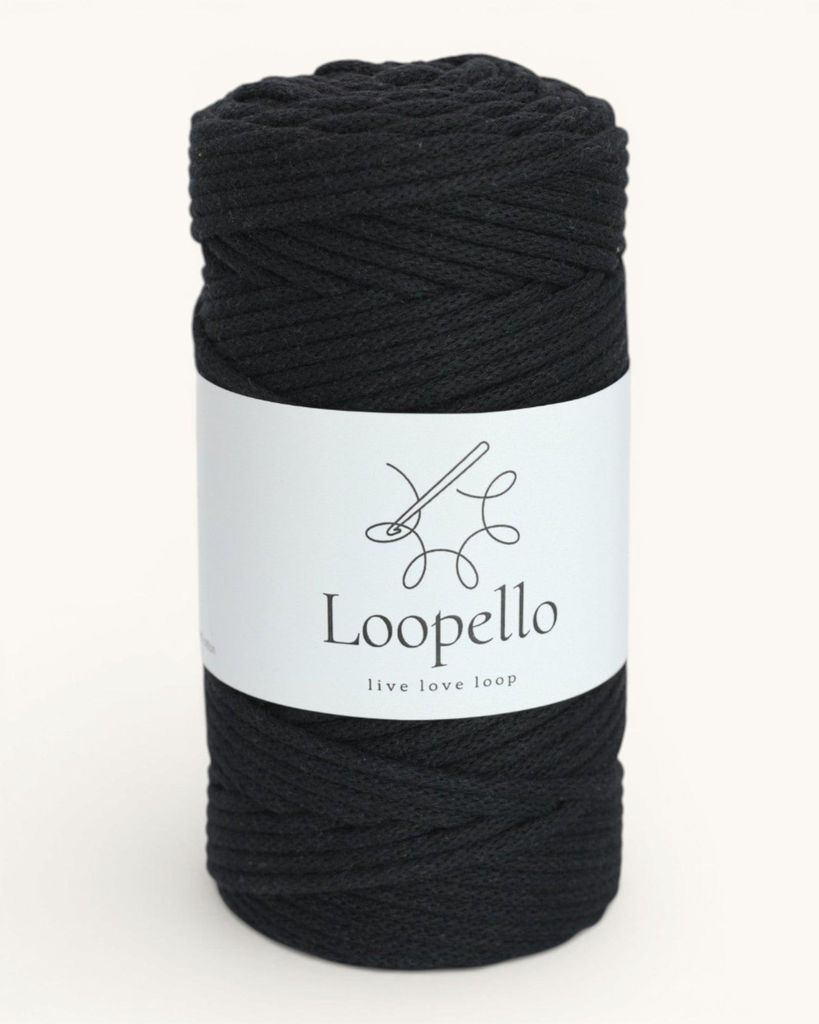 Loopello bavlnené šnúrky Classic, 3 mm, 100 m – čierna Obrázok produktu 