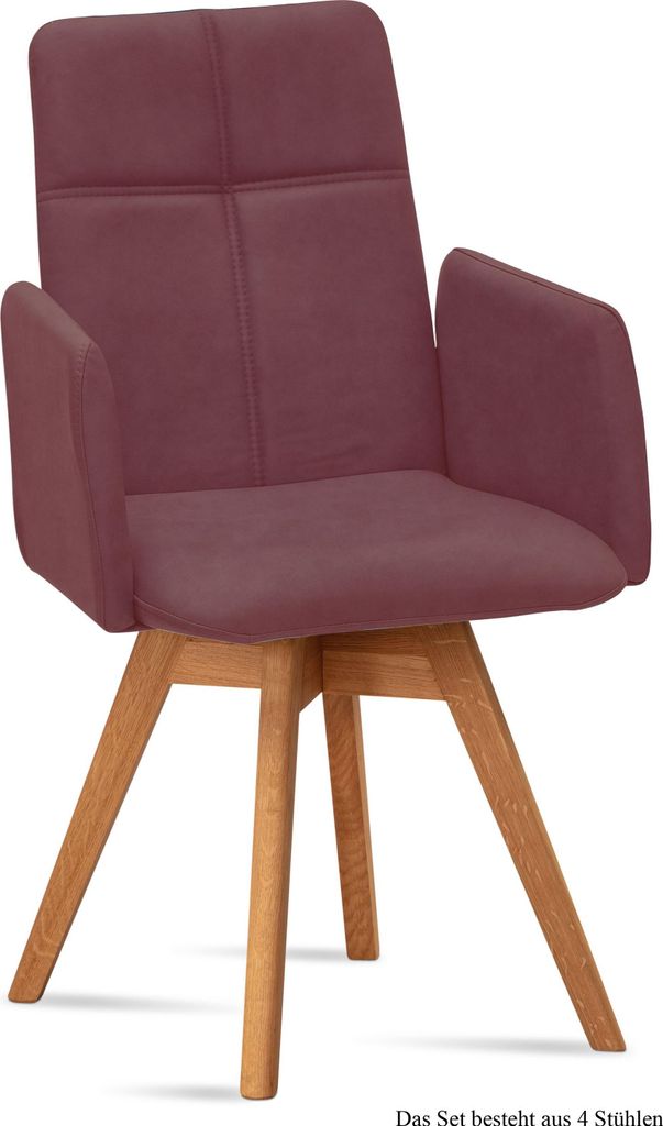 Armlehnstuhl drehbar (4er-Set) Dorey 52x92x60 Eiche geölt/Marsala