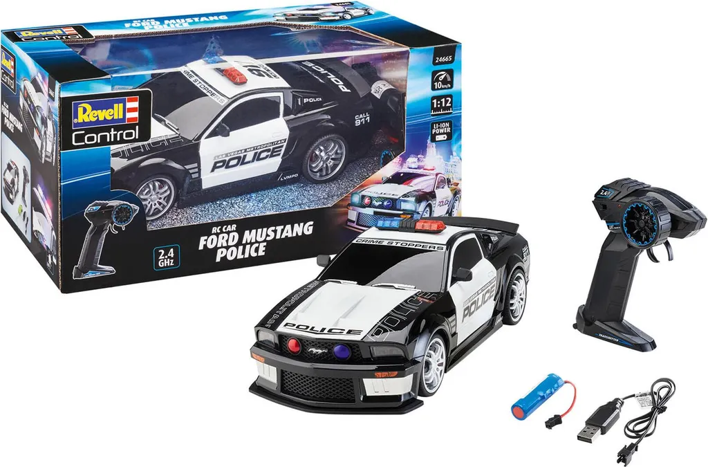 Voiture RC Ford Mustang Police Revell - Jeu de poursuite intérieur 1/24