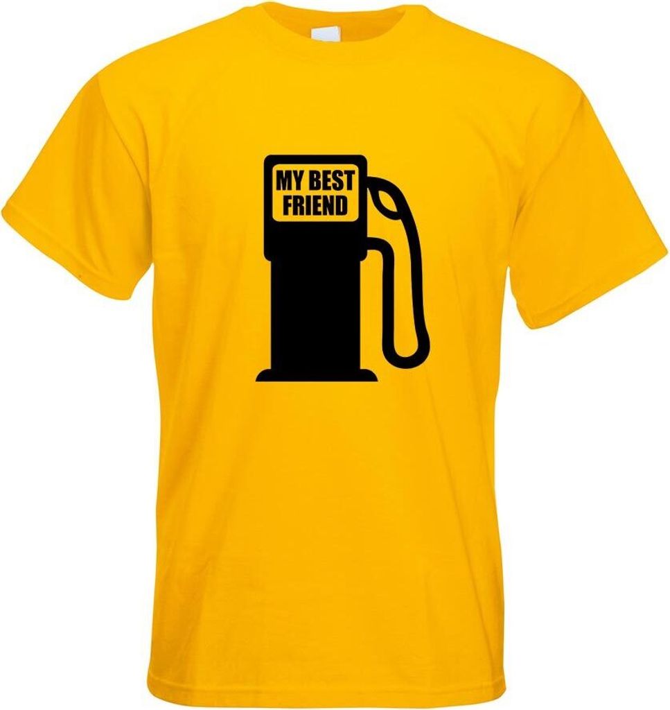 Kiwistar - T-Shirt - gelb - My Best Friend Motiv Bedruckt Funshirt Design Print - mit Motiv Bedruckt - Funshirt Design - Sport - Freizeit - Herren - S