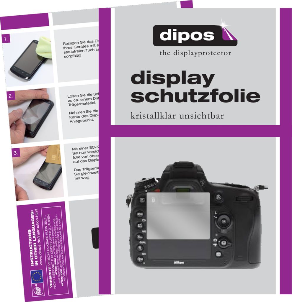 1x Schutzfolie für Nikon D610 klar Displayschutzfolie Folie Display Schutz dipos