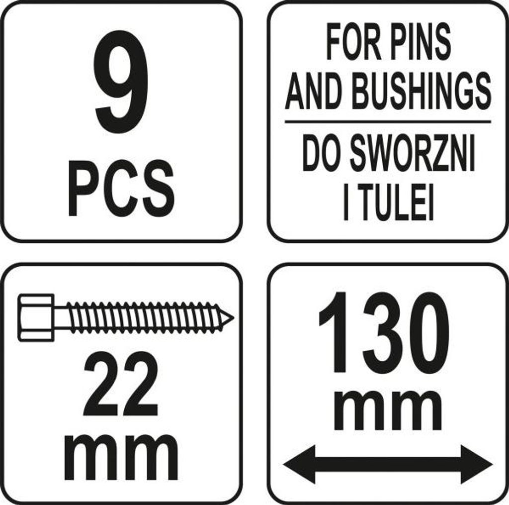 Yato YT-25413, Ocel, 9 stuks Productafbeelding 