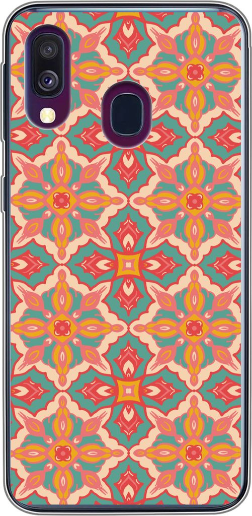 MuchoWow Handyhülle Schutzhülle Hülle für Telefoonhoesje Samsung Galaxy A40 Muster - Hippie - Orange Silikon Softcase Handy Hülle - Handy-Ta...