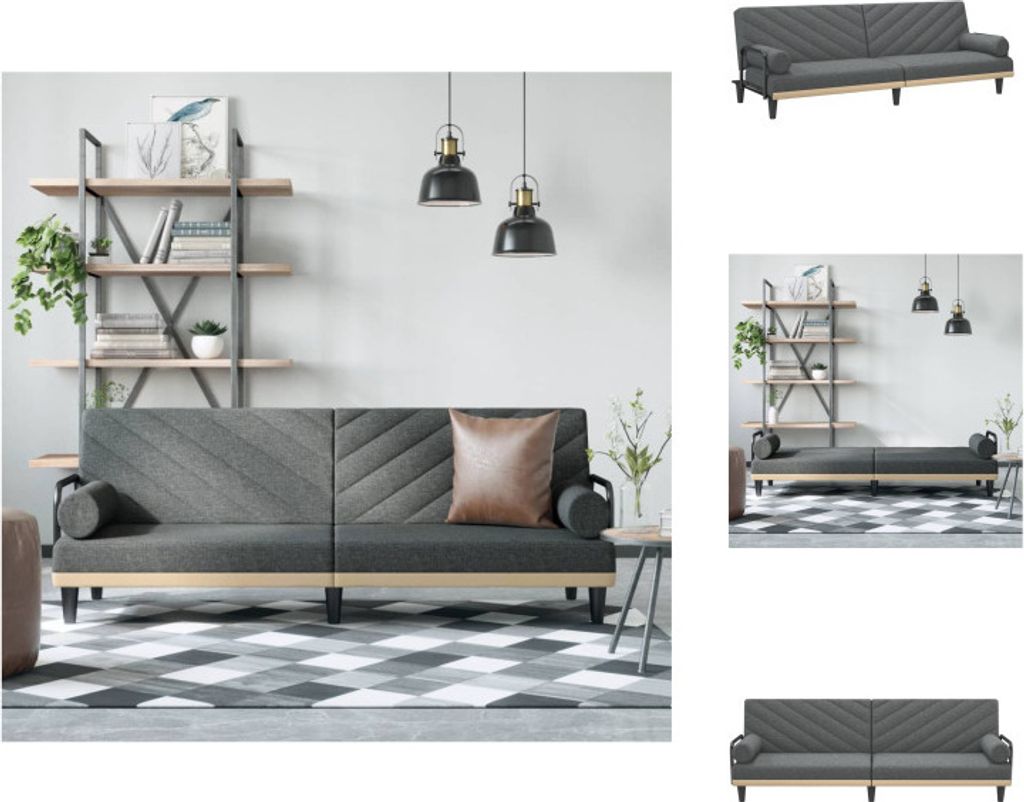 vidaXL Schlafsofa mit Armlehnen Dunkelgrau Stoff - Sofas