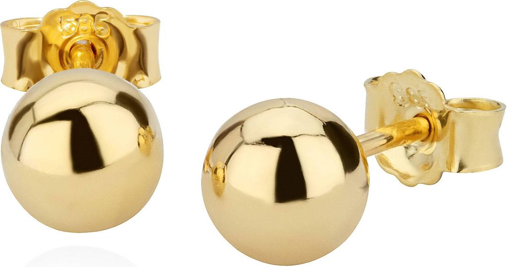Paar 6mm Kugel Ohrstecker 585 Gelbgold Ohrschmuck Ohrringe Produktbild 