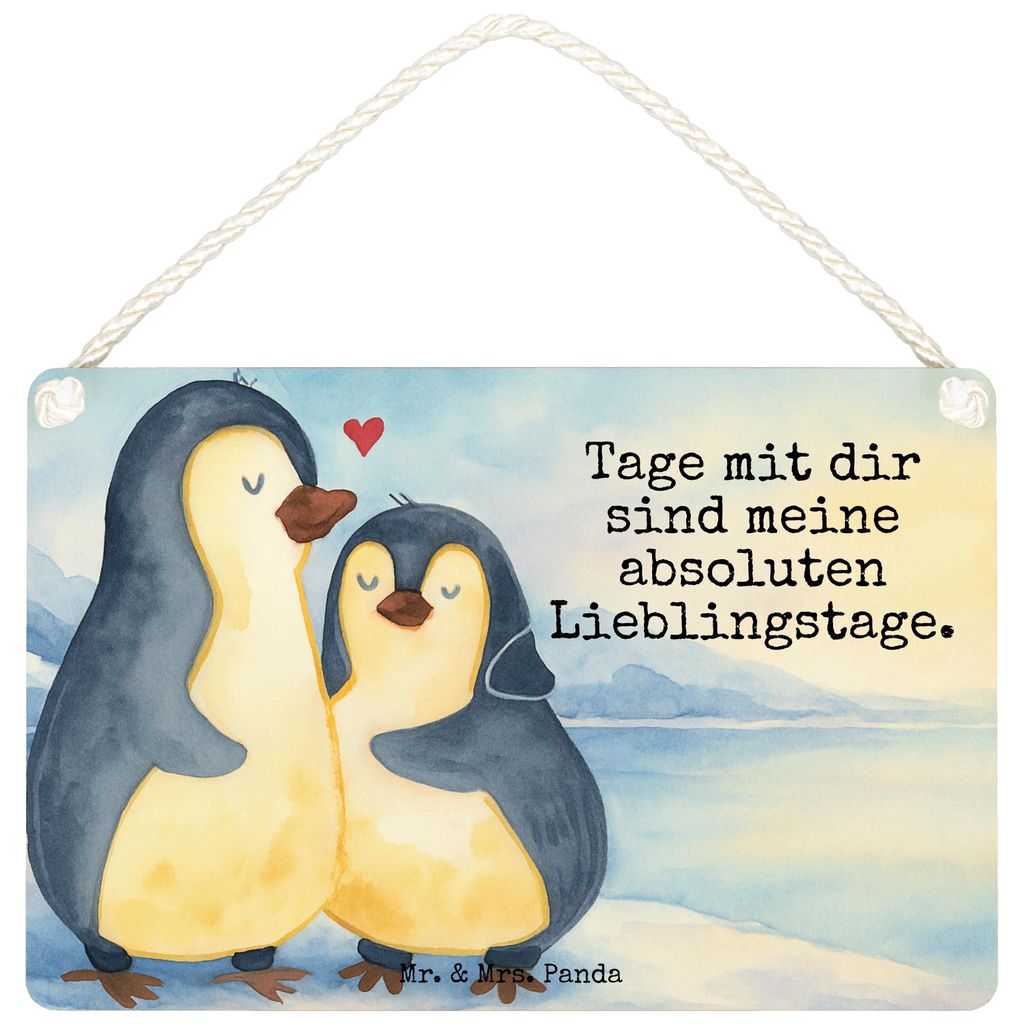 Mr. & Mrs. Panda Schild Pinguin umarmen Design DIN A5 - Weiß - Geschenk, Türschild, Hochzeitsgeschenk, Hochzeitstag, Deko Wandtafel, holzbild, Li...