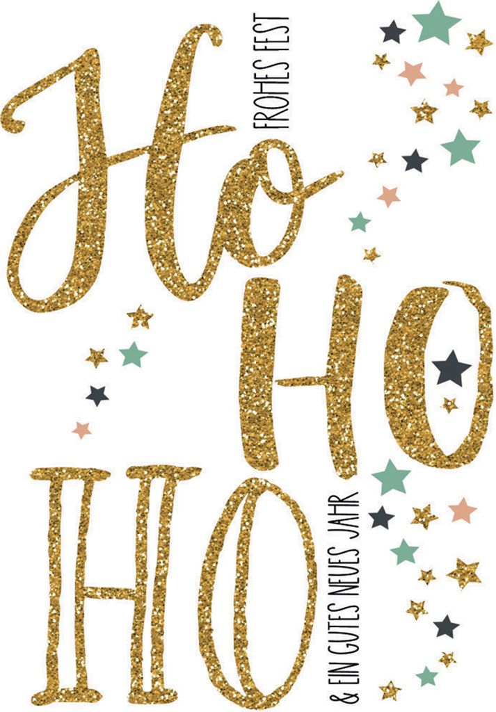 CACTUS Mini-Weihnachtskarte "Ho Ho Ho" mit Glimmer