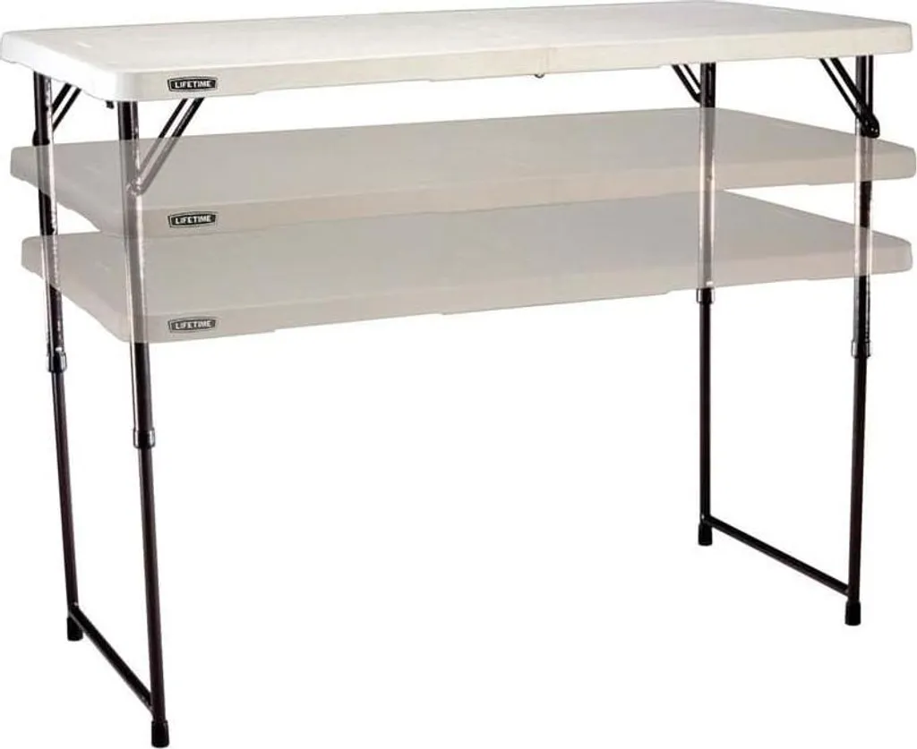 Table pliante 121 cm réglable en hauteur - Structure acier ultra stable