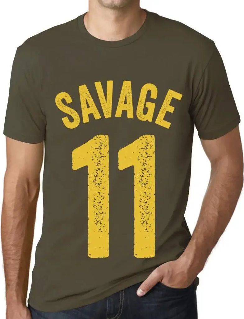 Herren Grafik T-Shirt Savage 11 Geschenk 11. Geburtstag Jahrestag 11 Jahre Jubiläum 11 Jährige Mann Jahrgang 2013 Kurzarm Lustige Druck