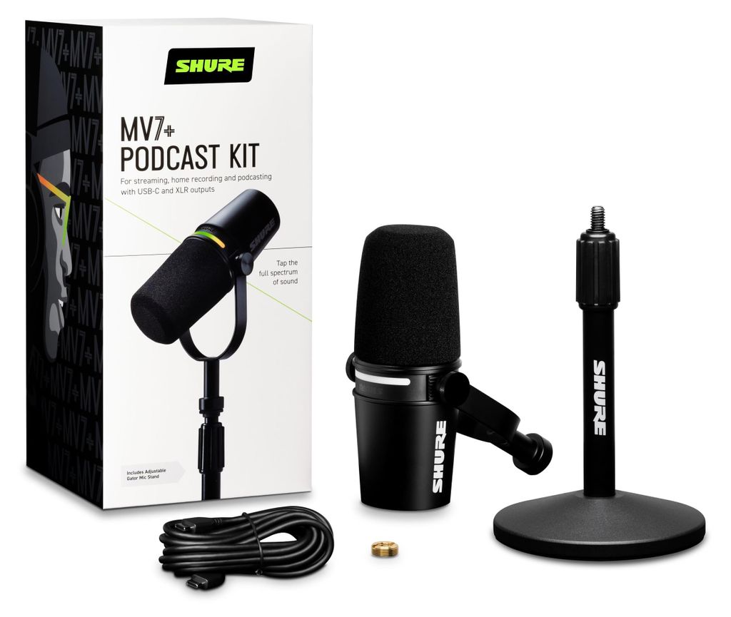 Shure MV7+ Podcast Mikrofon mit Produktbild 