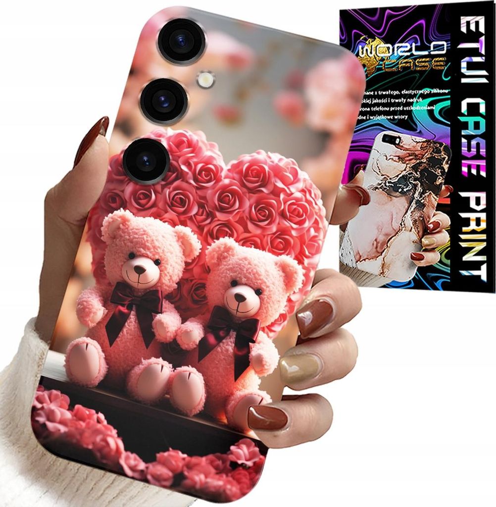 Gehäuse Für Samsung Galaxy S24 Plus - Rose Teddybär Familie Herz + Glas
