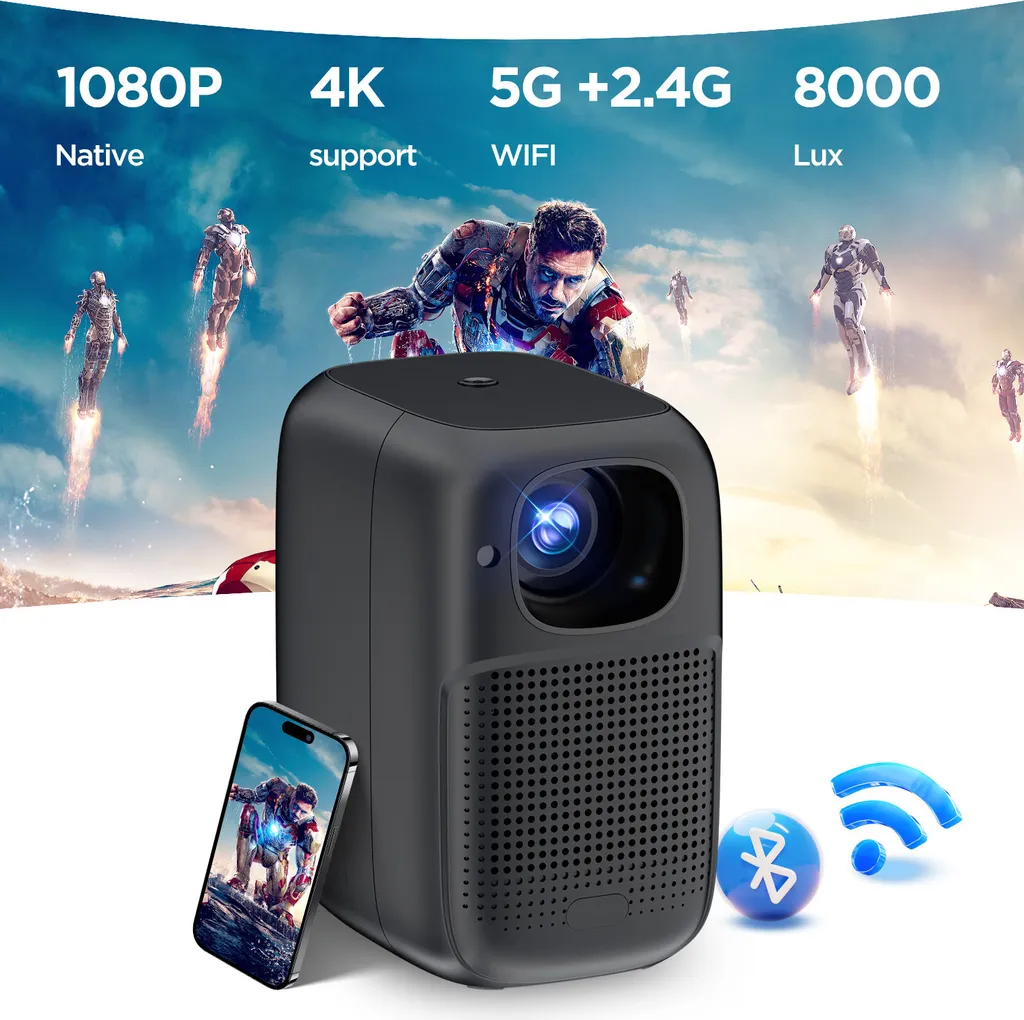 Projecteur Smart V1 Noir 10400 mAh LED 1080P Autonomie Ultra Longue